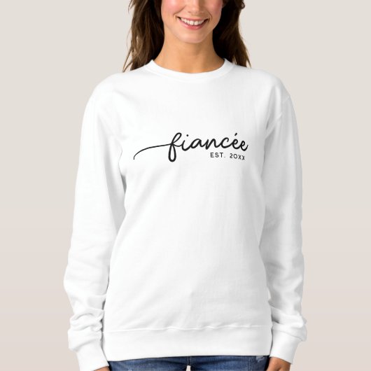 Fiancée Elegant Typography Custom Date Verloving Trui (Voorkant)