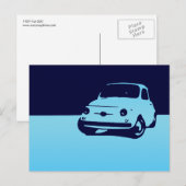 Fiat 500, 1959 - Lt blue sur carte postale foncée (Devant / Derrière)