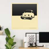 Fiat 500, 1959 - Poster noir de charbon sur crème (Bureau à domicile)
