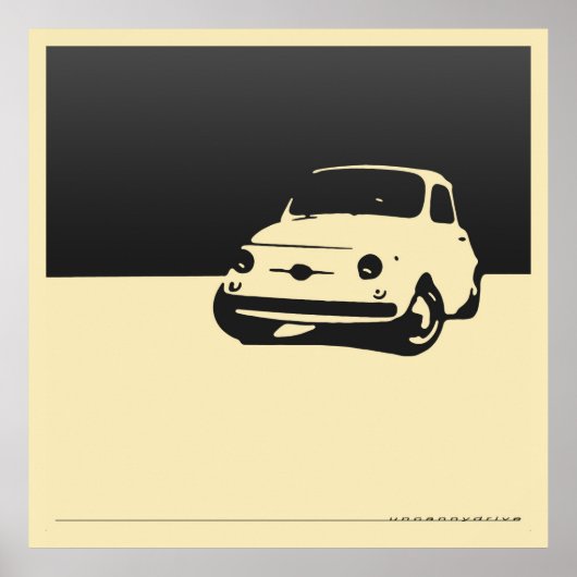 Fiat 500, 1959 - Poster noir de charbon sur crème (Devant)