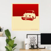 Fiat 500, 1959 - Poster rouge sur crème (Bureau à domicile)