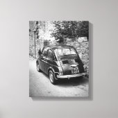 FIAT 500-auto in zwart-wit Canvas Afdruk (Voorkant)
