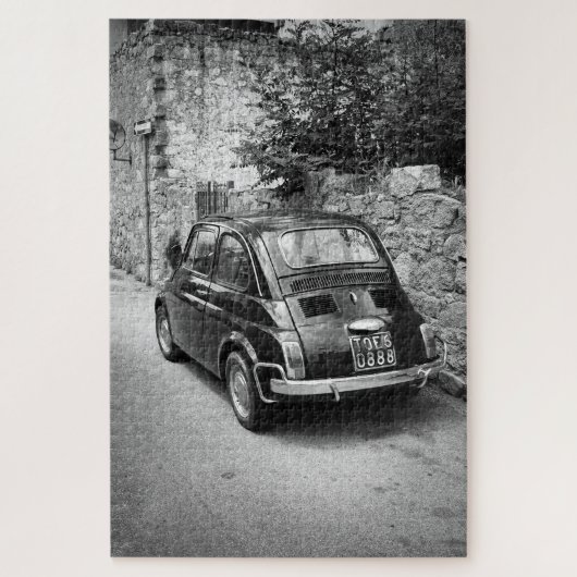 FIAT 500-auto in zwart-wit Legpuzzel (Verticaal)