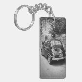 FIAT 500-auto in zwart-wit Sleutelhanger (Voorkant Links)