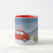Fiat 500 avec arbre de Noël Café Mug (Centre)
