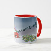 Fiat 500 avec arbre de Noël Café Mug (Devant droit)