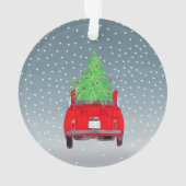 Fiat 500 avec ornement d'aquarelle d'arbre de Noël (dos)