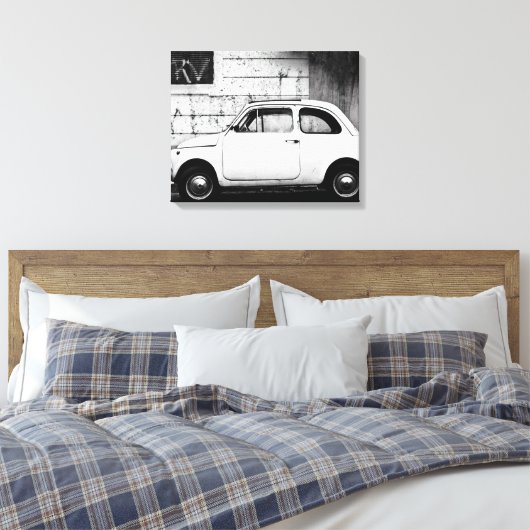 Fiat 500,  cinquecento in Italië Canvas Afdruk (Insitu (Slaapkamer))