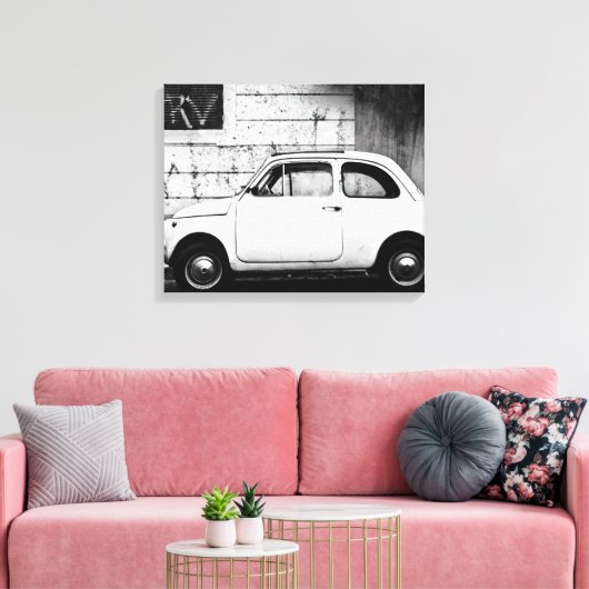 Fiat 500,  cinquecento in Italië Canvas Afdruk (Insitu (Woonkamer))