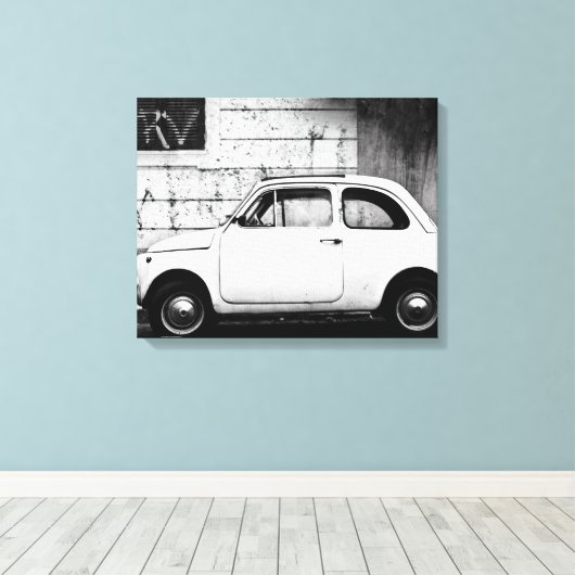 Fiat 500,  cinquecento in Italië Canvas Afdruk (Insitu (Houten vloer))