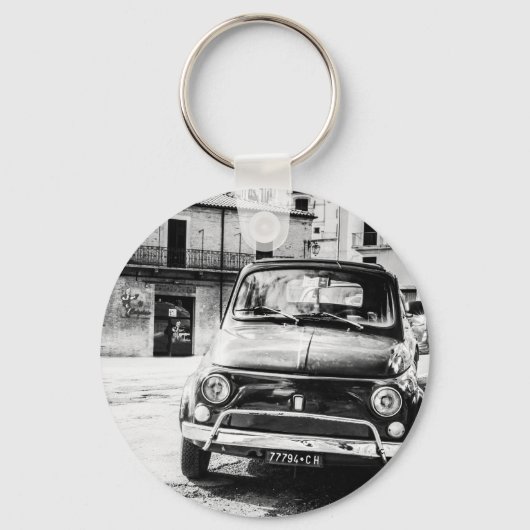 Fiat 500, cinquecento in Italië, klassiek cadeau v Sleutelhanger (Voorkant)