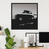 Fiat 500 classic - Argent sur affiche noire (Bureau à domicile)