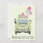 Fiat 500 Couple en faire-part de mariage automobil (Devant)