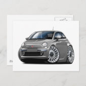 Fiat 500 grijze auto briefkaart (Voorkant / Achterkant)