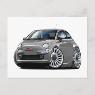 Fiat 500 grijze auto briefkaart