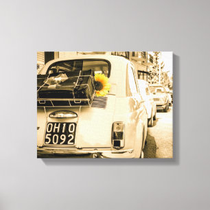Fiat 500 in canvas in Italië Afdruk