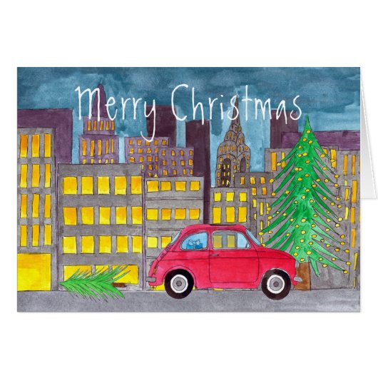 Fiat 500 in de stad (Voorkant Horizontaal)