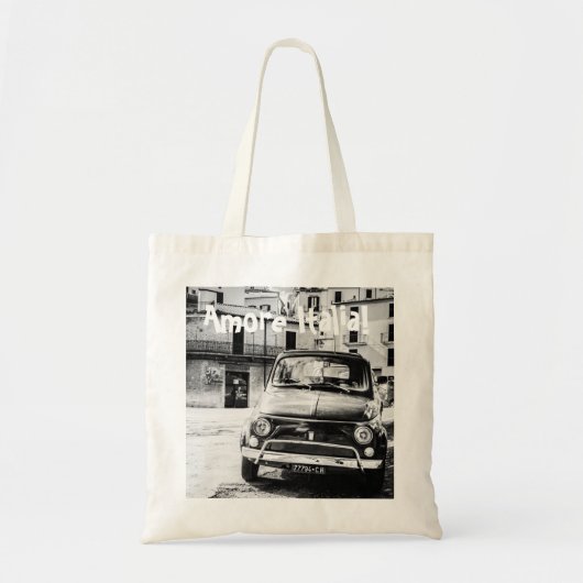 Fiat 500 in Italië — Retro-reiscadeaus Tote Bag (Voorkant)