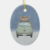 Fiat 500 met kerstcadeaus Keramisch Ornament (Achterkant)