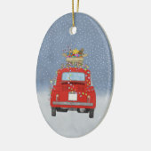 Fiat 500 met kerstcadeaus Keramische kerstbal Keramisch Ornament (Links)