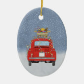 Fiat 500 met kerstcadeaus Keramische kerstbal Keramisch Ornament (Voorkant)