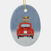 Fiat 500 met kerstcadeaus Keramische kerstbal Keramisch Ornament (Achterkant)