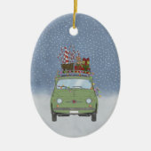 Fiat 500 met kerstcadeaus Keramische Kerstbal Keramisch Ornament (Voorkant)