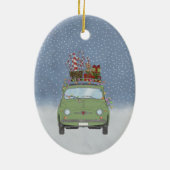 Fiat 500 met kerstcadeaus Keramische Kerstbal Keramisch Ornament (Achterkant)
