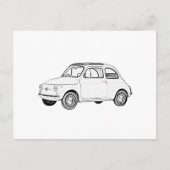 Fiat 500 Topolino Black and White Pencil Tekening Briefkaart (Voorkant)