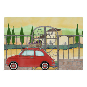 Fiat 500 wijngaard in Toscane Perfect Poster