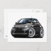Fiat 500 zwarte auto briefkaart (Voorkant / Achterkant)