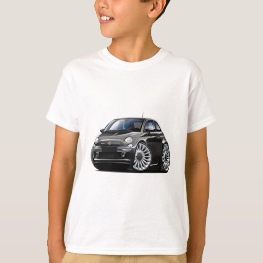 Fiat 500 zwarte auto t-shirt (Voorkant)