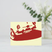 Fiat 600 Détail - rouge foncé sur carte postale lé (Debout devant)