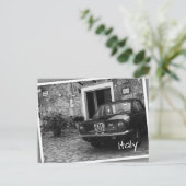  FIAT-auto in Italië in zwart-wit Briefkaart (Staand voorkant)