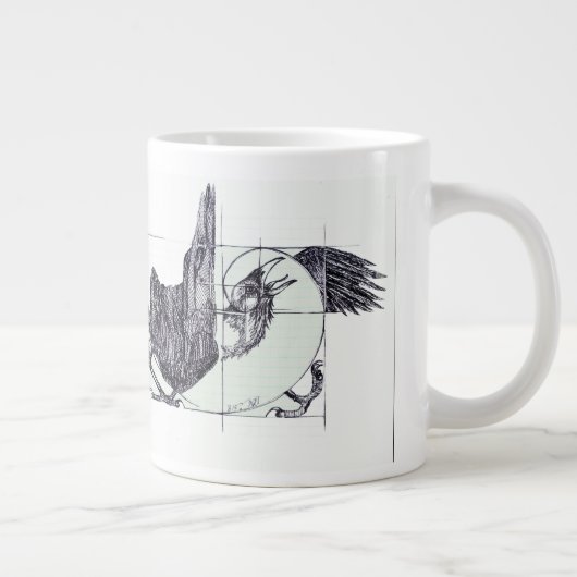 Fibonacci Corvid Linkerhandbediende Jumbo Mok (Rechts)