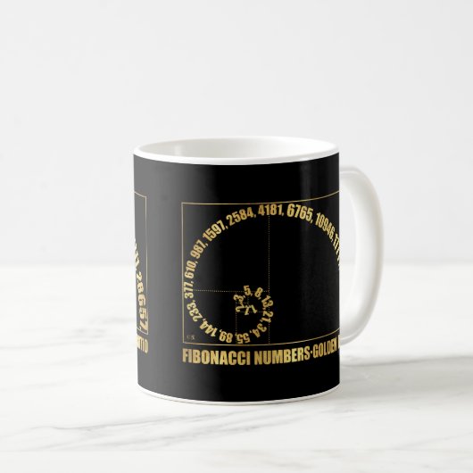 Fibonacci-getallen, gouden verhouding koffiemok (Voorkant rechts)