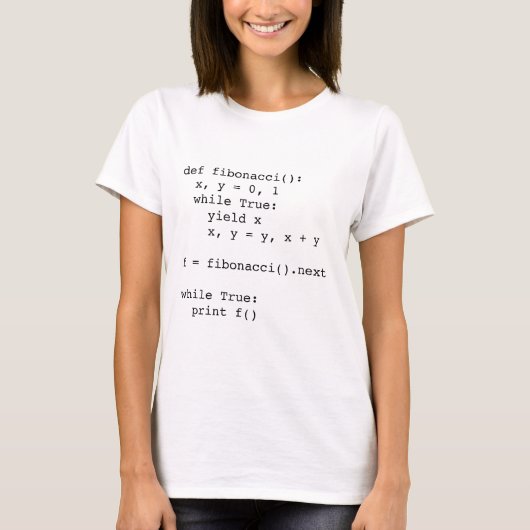 Fibonacci in Python - Dames T-shirt (Voorkant)