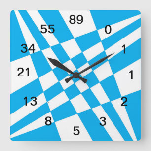 Fibonacci-klok met cijfers vierkante klok