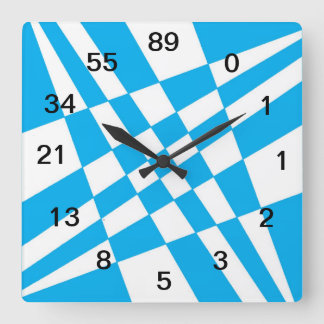 Fibonacci-klok met cijfers vierkante klok