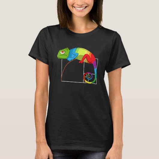 Fibonacci Label Golden Ratio Wiskunde Chameleon Wi T-shirt (Voorkant)