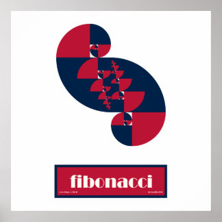 Fibonacci Red White en Blue II Huge Poster