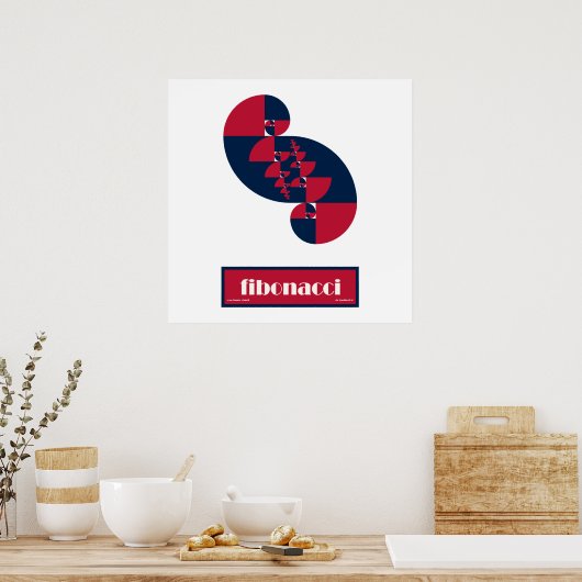 Fibonacci Rouge Blanc et Bleu II énorme affiche (Cuisine)