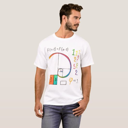 Fibonacci Sequence & Golden Ratio Wiskunde T-shirt (Voorkant volledig)