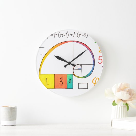 Fibonacci Spiral & Golden Ratio Wiskunde wandklok Grote Klok (Huis)