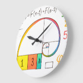 Fibonacci Spirale & Golden Ratio Math Mur Horloge (Angle)