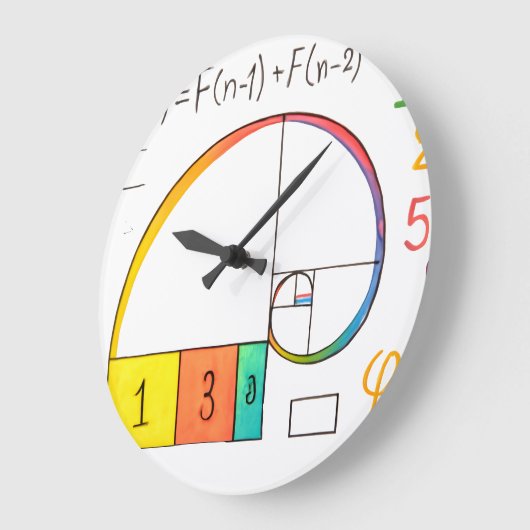 Fibonacci Spirale & Golden Ratio Math Mur Horloge (Angle)