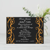 Fibril Ebony (Oranje) Wedding Invitation Kaart (Staand voorkant)