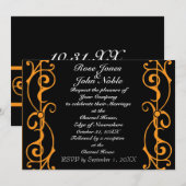 Fibril Ebony (Oranje) Wedding Invitation Kaart (Voorkant / Achterkant)