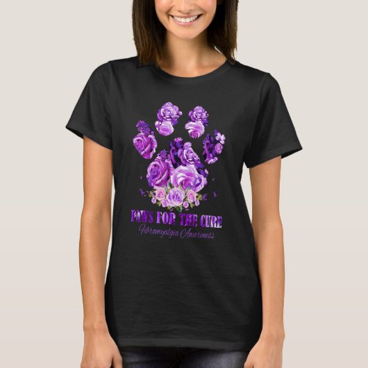 Fibromyalgia Awareness Dog Paws Flower  Apparel T-shirt (Voorkant)