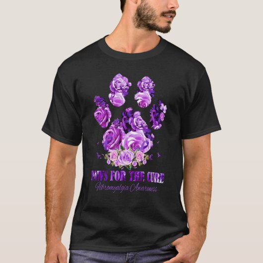 Fibromyalgia Awareness Dog Paws Flower  Apparel T-shirt (Voorkant)